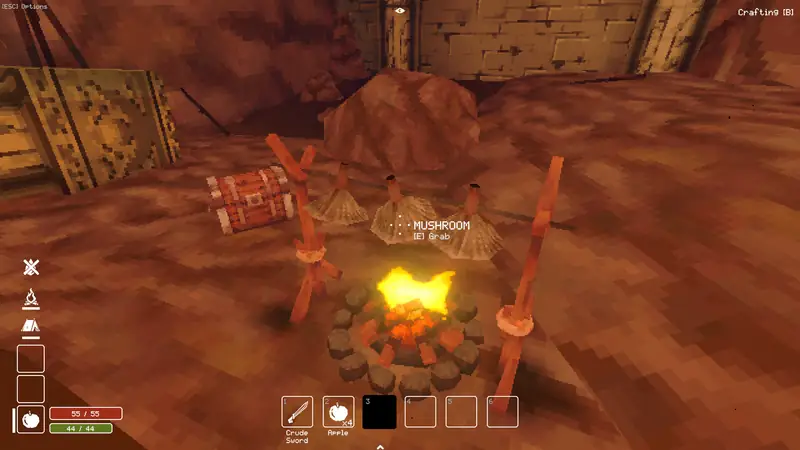 Adventurers cooking at a campfire camp