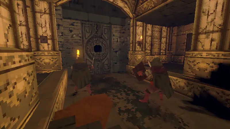 Sealed circular stone door in the dungeon